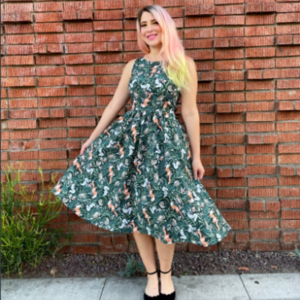 Forest Animals Vintage Midi Dress by Retrolicious